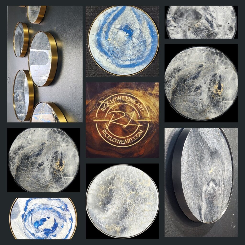 A collage of some of Rick Lowe's circle-themed artwork.