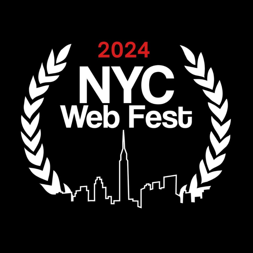 Official logo of the NYC Web Fest 2024 which sees a skyline drawing outline of New York City below the words "NYC Web Fest".