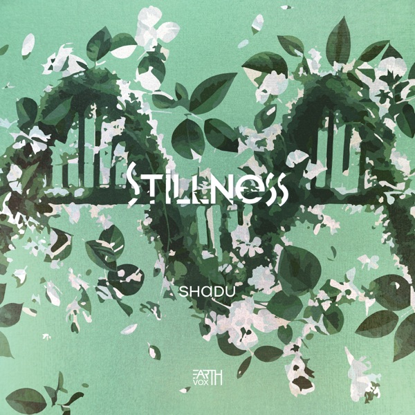 The official EP artwork cover for "Stillness" which shows an art piece of bright green with leaves showcasing an art deco theme.
