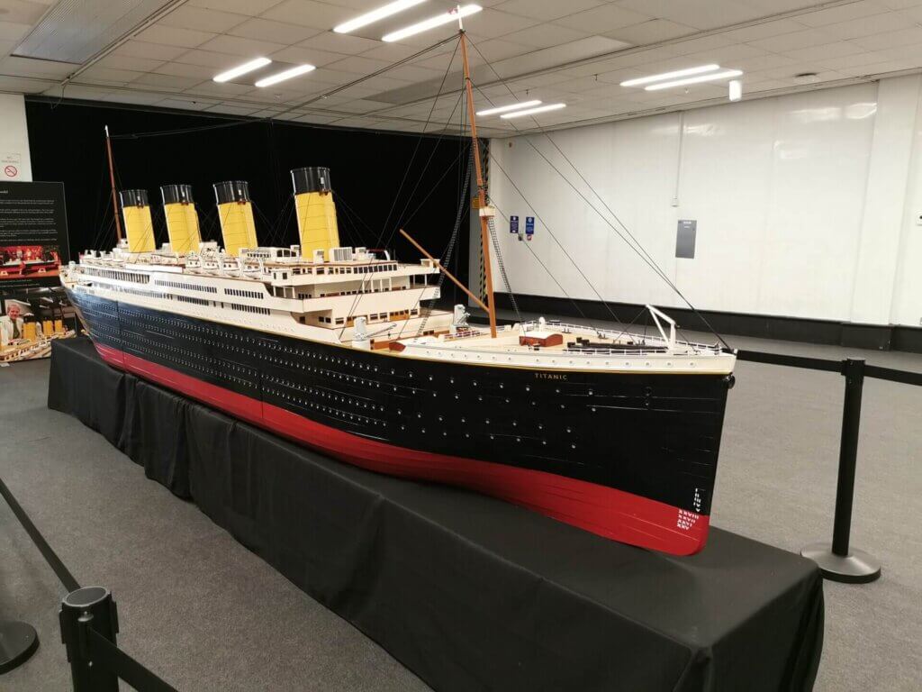 A huge scale model of the Titanic which was displayed at the start of the exhibition.